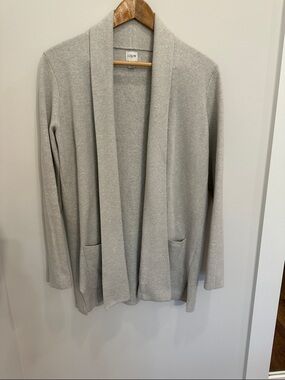 J. Crew Light Gray Open-Front Shawl Collar Cardigan